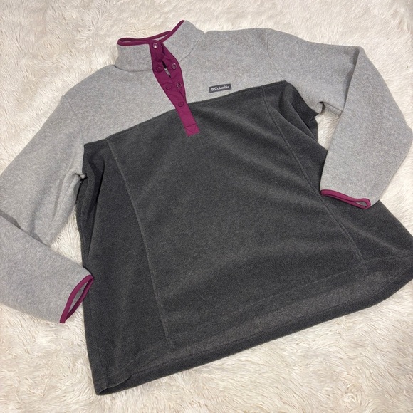 Columbia Benton Spring 1/2 Snap Pullover Gray & Purple Woman’s size 2X fleece - Picture 1 of 10